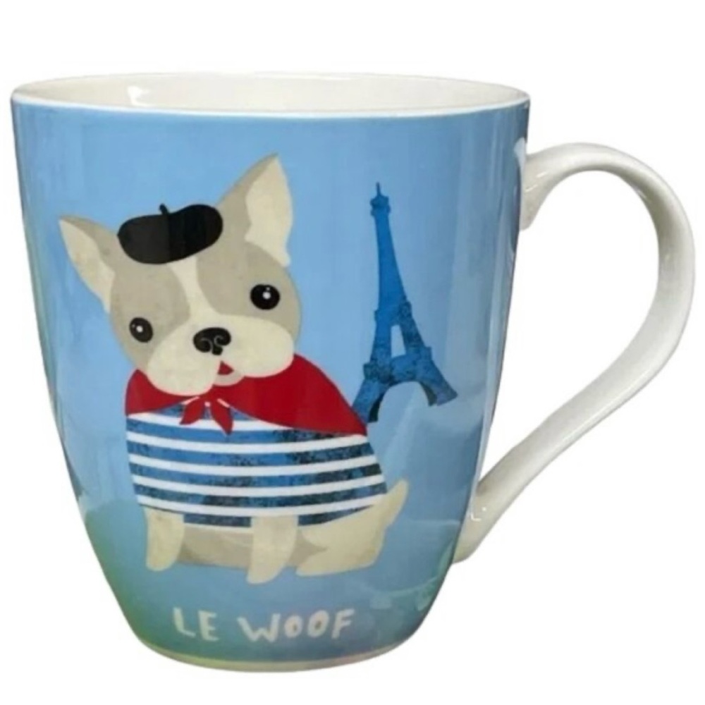 Pfaltzgraff LE WOOF sweet FRENCH BULLDOG 16 oz coffee mug "OO-LA-LA!" Cuteness